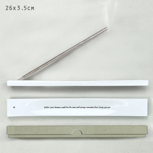 East of India Porcelain Incense Holder 'Follow your dreams ...' Gift Boxed