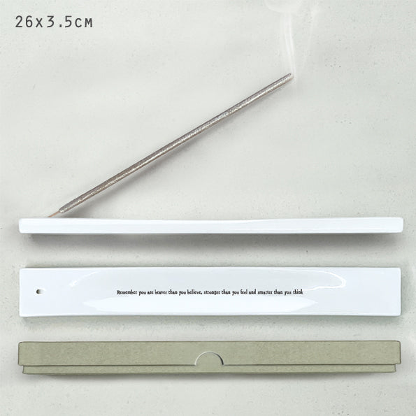 East of India Porcelain Incense Holder 'Remember you are braver than you believe ...' Gift Boxed