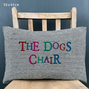 East of India Canvas 'The Dogs Chair' Thin Stripe Cushion