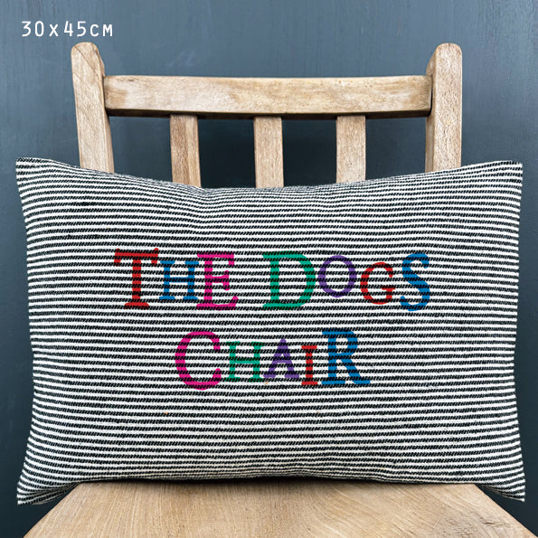 East of India Canvas 'The Dogs Chair' Thin Stripe Cushion