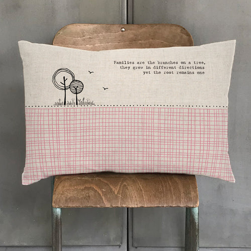'Families are like branches on a tree ....' - Rectangle Cushion East of India