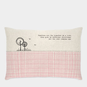 'Families are like branches on a tree ....' - Rectangle Cushion East of India