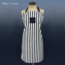 Load image into Gallery viewer, East of India Thick Black Stripe Thick Cotton Apron &#39;Will Cook For Wine&#39;