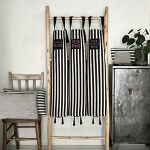 Load image into Gallery viewer, East of India Thick Black Stripe Thick Cotton Apron &#39;Will Cook For Wine&#39;