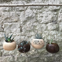 Load image into Gallery viewer, Cream Dotted Coconut Small Hanging Plant Pot