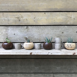 Dark Coconut Bowl - Vertical Lines