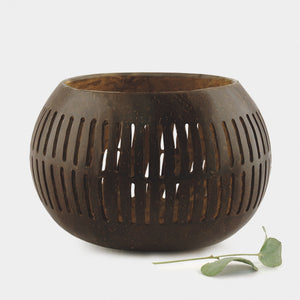 Dark Coconut Bowl - Vertical Lines