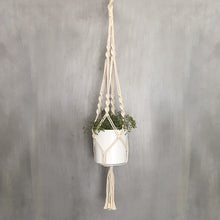 Load image into Gallery viewer, Cream or Black Macrame Plant Pot Holder with Ceramic Pot