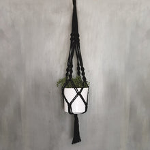 Load image into Gallery viewer, Cream or Black Macrame Plant Pot Holder with Ceramic Pot