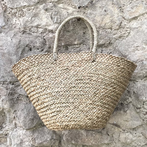 East of India Natural Straw Shopping Basket