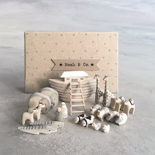 East of India Mini Wooden Noahs Ark Keepsake in Gift Box