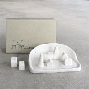 Porcelain Christmas Village in Gift Box East of India