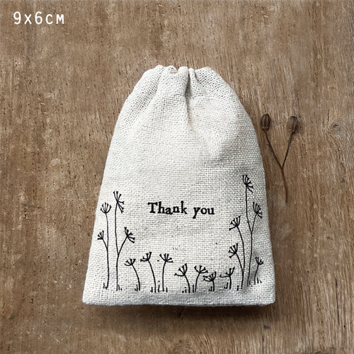 East of India Tiny Fabric Gift Bag - Thank you