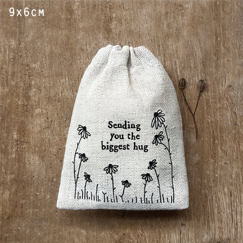 East of India Tiny Fabric Gift Bag - Sending you the biggest hug