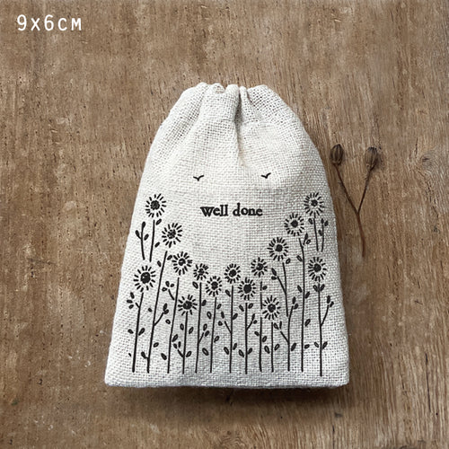 East of India Tiny Fabric Gift Bag - Well Done
