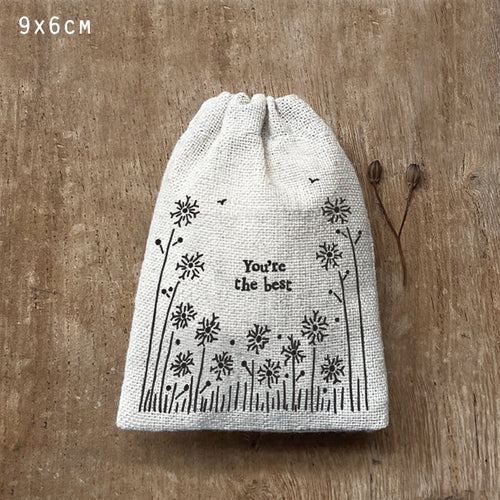 East of India Tiny Fabric Gift Bag - You're the best