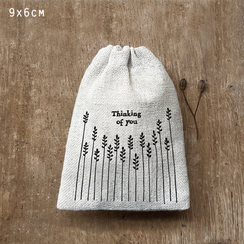 East of India Tiny Fabric Gift Bag - Thinking of you