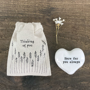 East of India Tiny Fabric Gift Bag - Thinking of you
