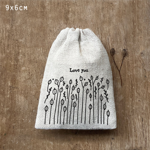 East of India Tiny Fabric Gift Bag - Love you