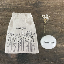Load image into Gallery viewer, East of India  &#39;Love you&#39; Small Drawstring Bag
