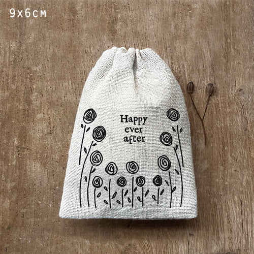 East of India Tiny Fabric Gift Bag - Happy Ever after