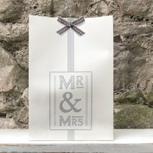 Load image into Gallery viewer, East of India Ribbon Tie Mr &amp; Mrs Wedding Gift Bag