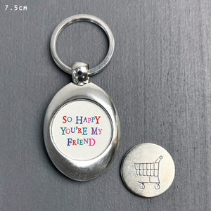 East of India 'Friend' Keyring with Trolley Token