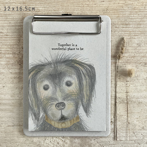 East of India Mini Dog Notepad Clip Board 'Together is a wonderful place to be'.