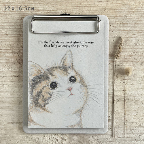 East of India Mini Cat Notepad Clip Board 'It's the friends we meet along the way'