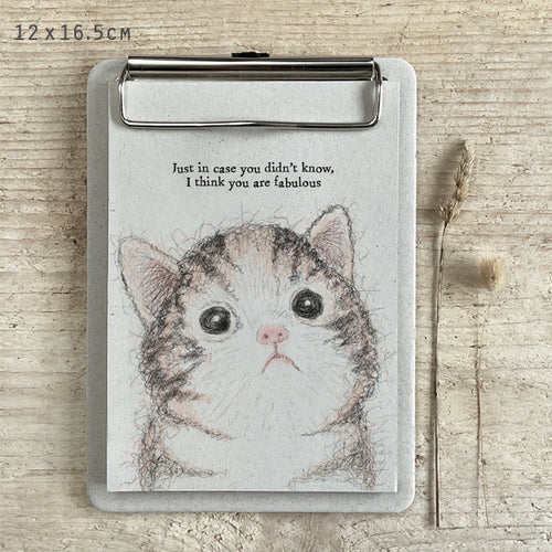 East of India Mini Cat Notepad Clip Board 'Just in case you didn't know I think you're fabulous'