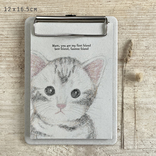 East of India Mini Cat Notepad Clip Board 'Mum my first friend, best friend, forever friend.'