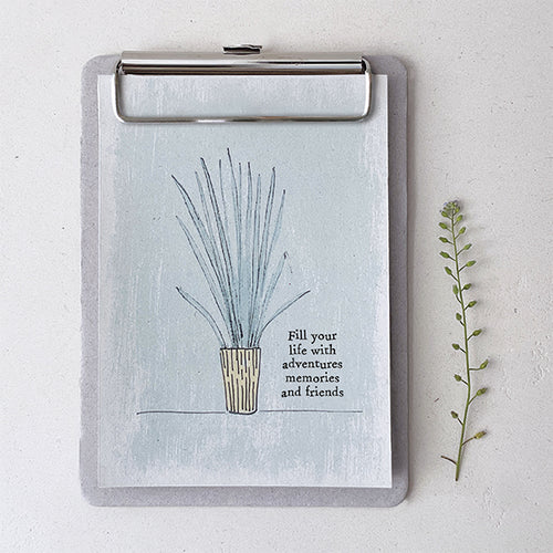 East of India Mini Notepad Clip Board 'Fill your life with adventures memories and friends'