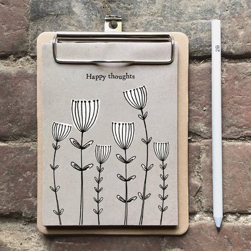 East of India Mini Floral Notepad Clip Board 'Happy Thoughts'.