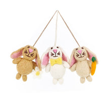 Load image into Gallery viewer, Handmade Felt Mini Easter Bunnies (Set of 3) Decorations