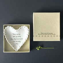 Load image into Gallery viewer, East of India White Scallop Porcelain Trinket Dish 'Those we love don't go away ......'