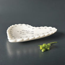 Load image into Gallery viewer, East of India White Scallop Porcelain Trinket Dish 'Grateful for so much especially for you.'