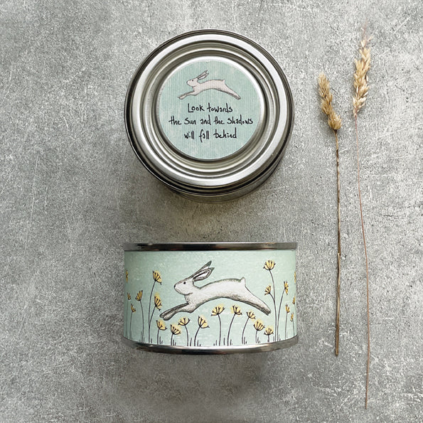 East of India Sentiment Tin Candle - 'Look towards the sun ......