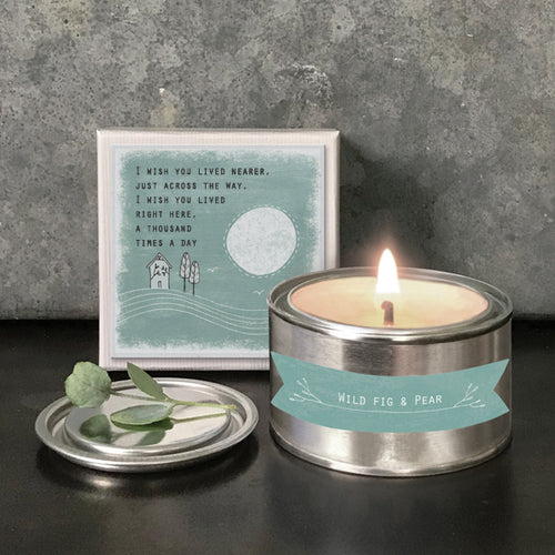 East of India Gift Boxed Candle 'I wish you lived nearer .....'