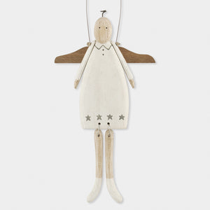 Folk Art Style Wooden Hanging Angel