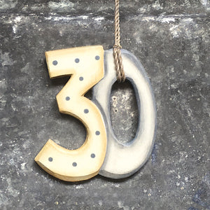 Wooden Hanging Age Tags Shabby Style East of India