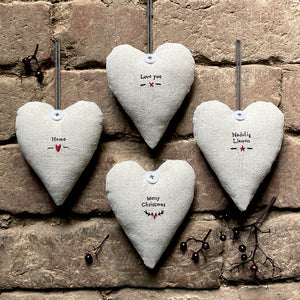 East of India 'Merry Christmas' Linen Hanging Heart