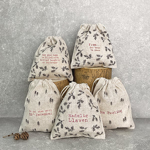 East Of India Fabric Christmas Gift Bag 'May your home be filled with love and laughter at Christmas'