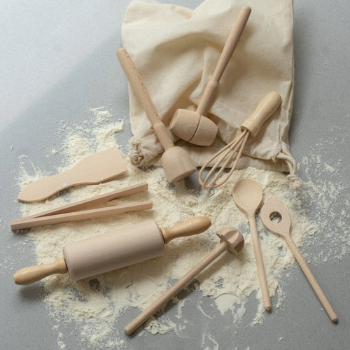 Eco Living Eco Wooden Childrens Baking Utensil Set