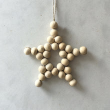 Load image into Gallery viewer, Natural Wood Bead Star Decoration