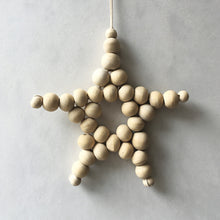 Load image into Gallery viewer, Natural Wood Bead Star Decoration