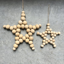Load image into Gallery viewer, Natural Wood Bead Star Decoration