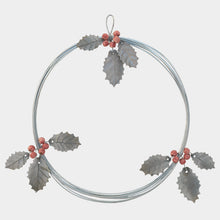 Load image into Gallery viewer, East of India Metal Wreath with Holly and Berries