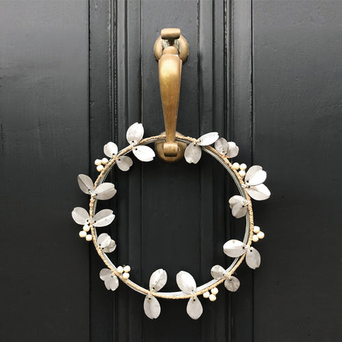 East of India Metal Wreath with Leaves and Berries
