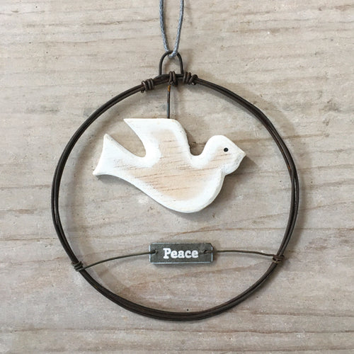 East of India Small Rusty Wire wreath Dove/Peace