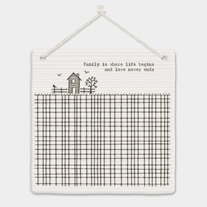 East of India Porcelain Square Picture - 'Family is where life begins ...
